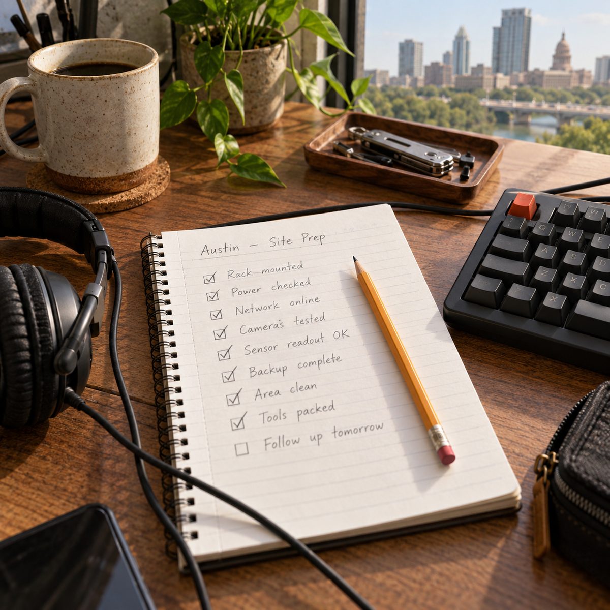 Technician's handwritten notes kept during a remote session