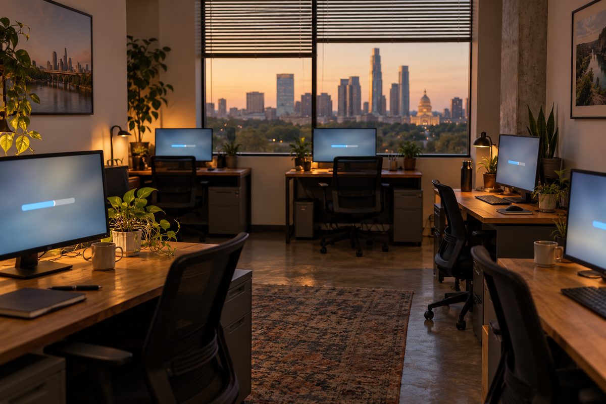 Small office computers running their monthly update window after hours