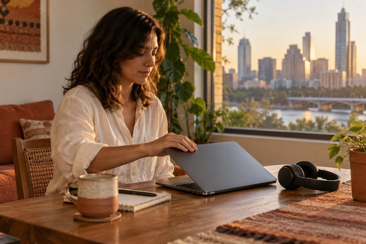 Customer closing the laptop once the session has ended