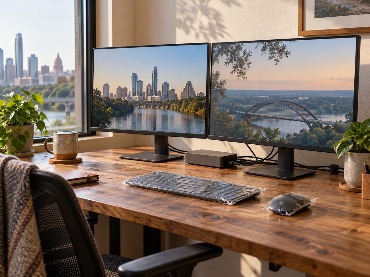 New monitors and a docking station ready to be configured