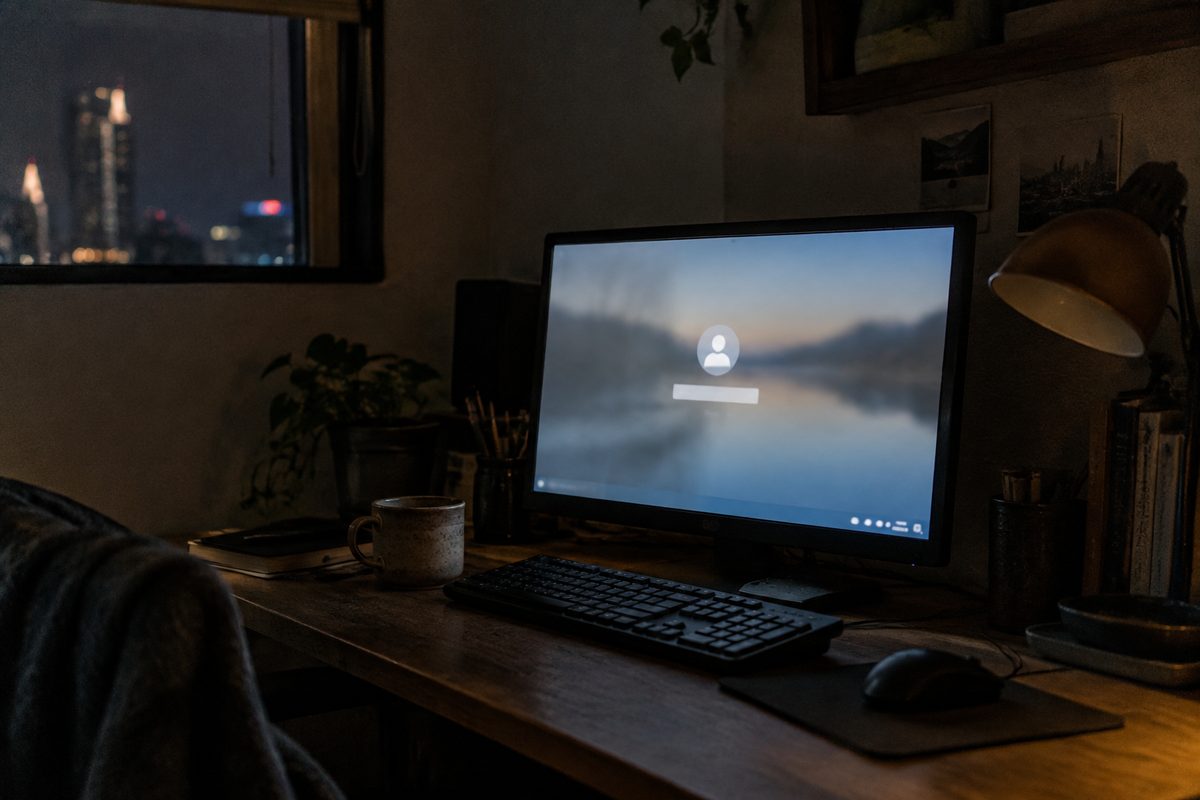 Office desktop left on for scheduled unattended maintenance